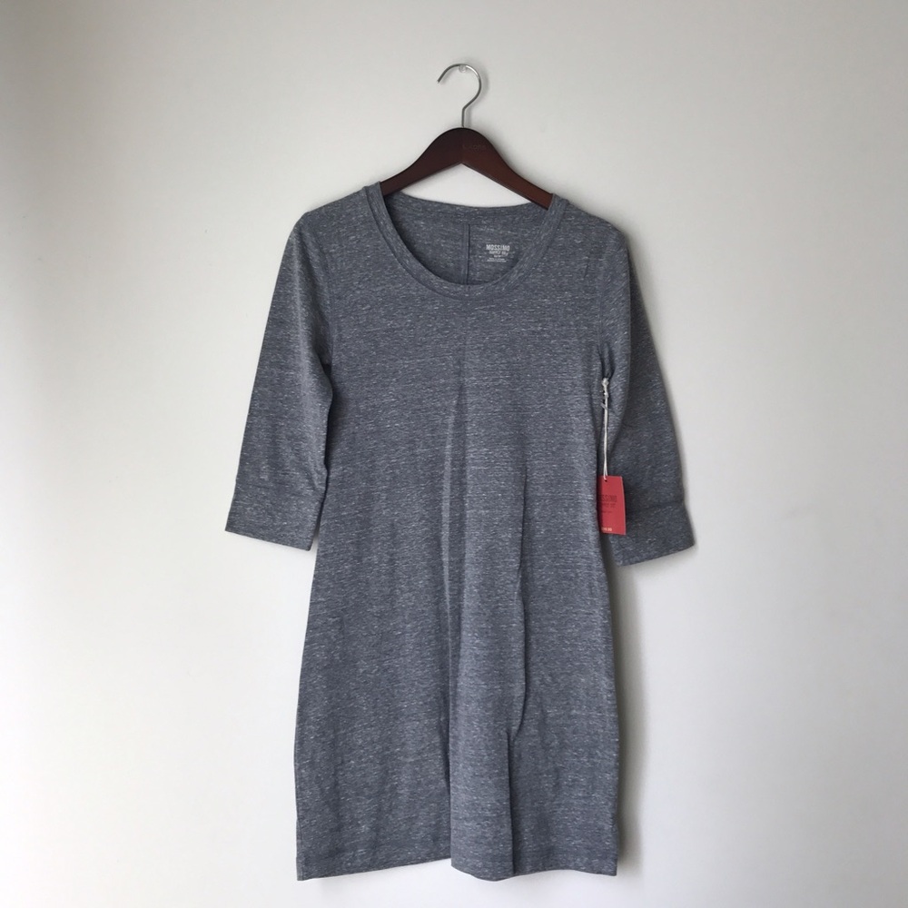 heather gray 3/4 sleeve t-shirt dress